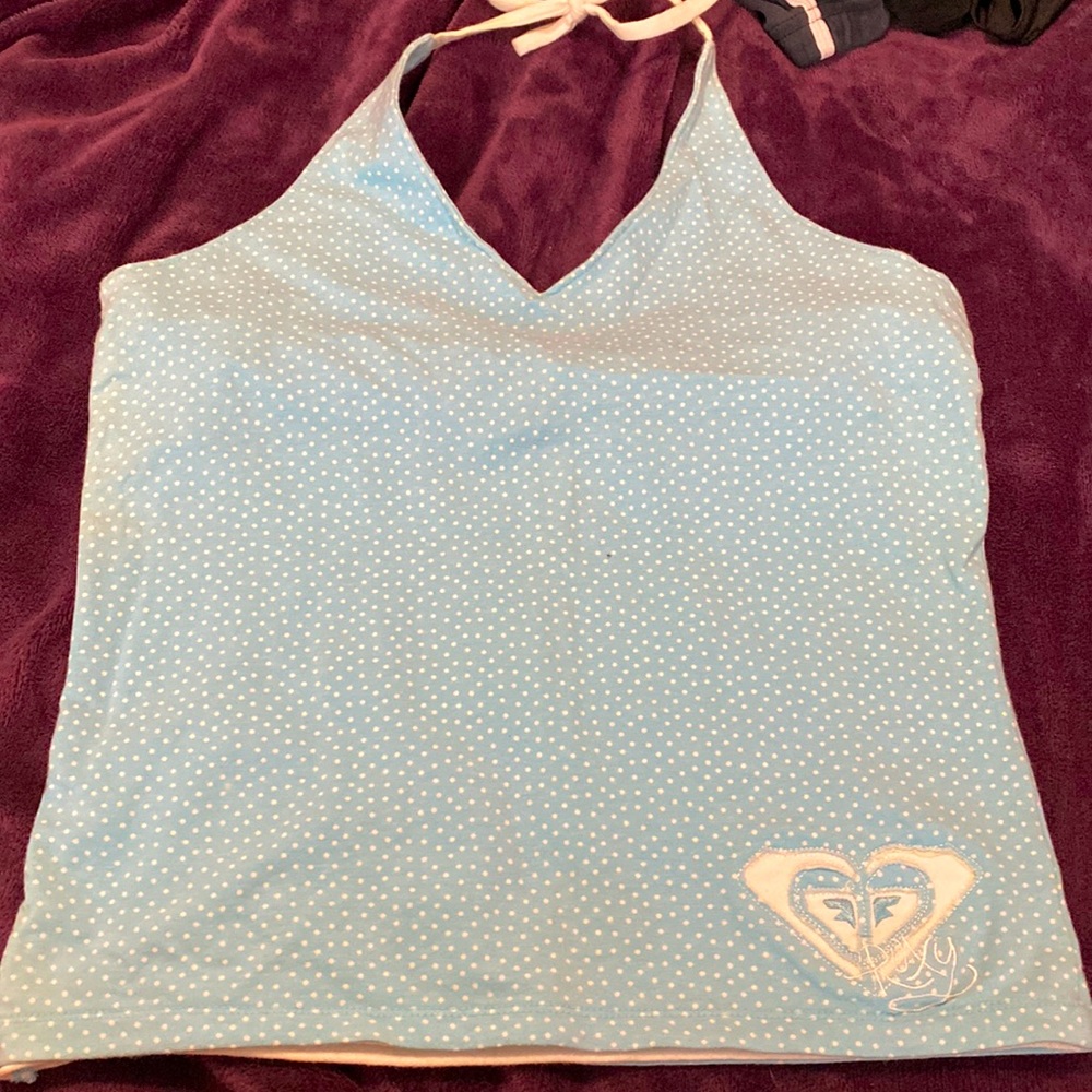 Roxy - blue polka dot halter top